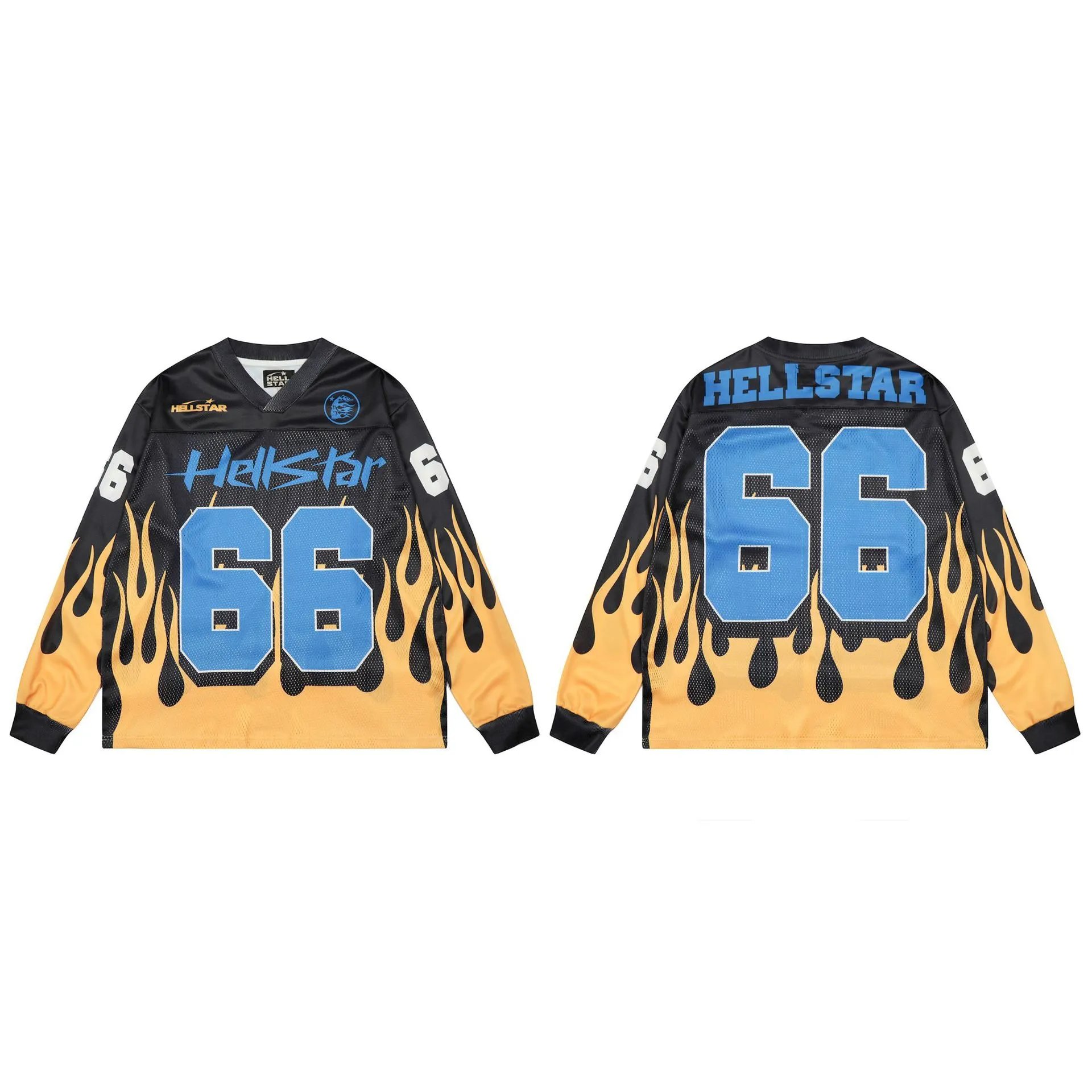 Hellstar No.66 Flame Street Style Black and Yellow Jersey