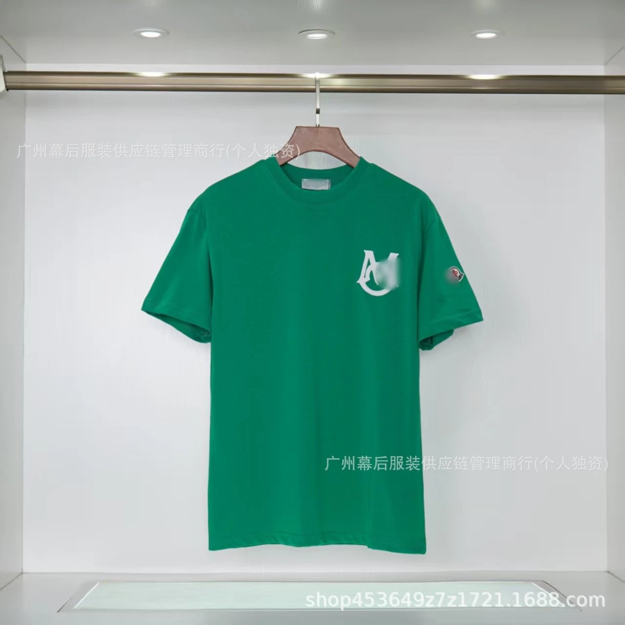 Moncler Letter Print Casual Style Green Short-sleeve T-shirt