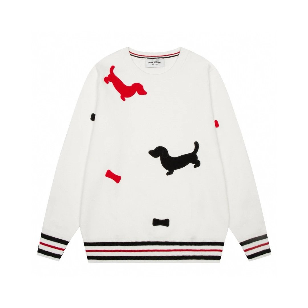 ThomBrowne Black Graphic Knit Sweater for Weekend Layering