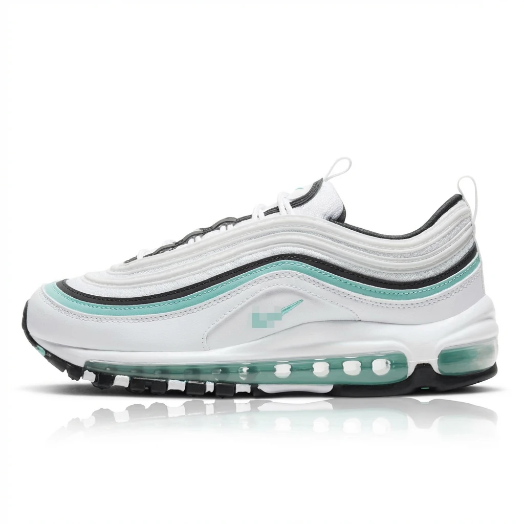 Nike Air Max 97 White and Green Retro Athletic Shoes