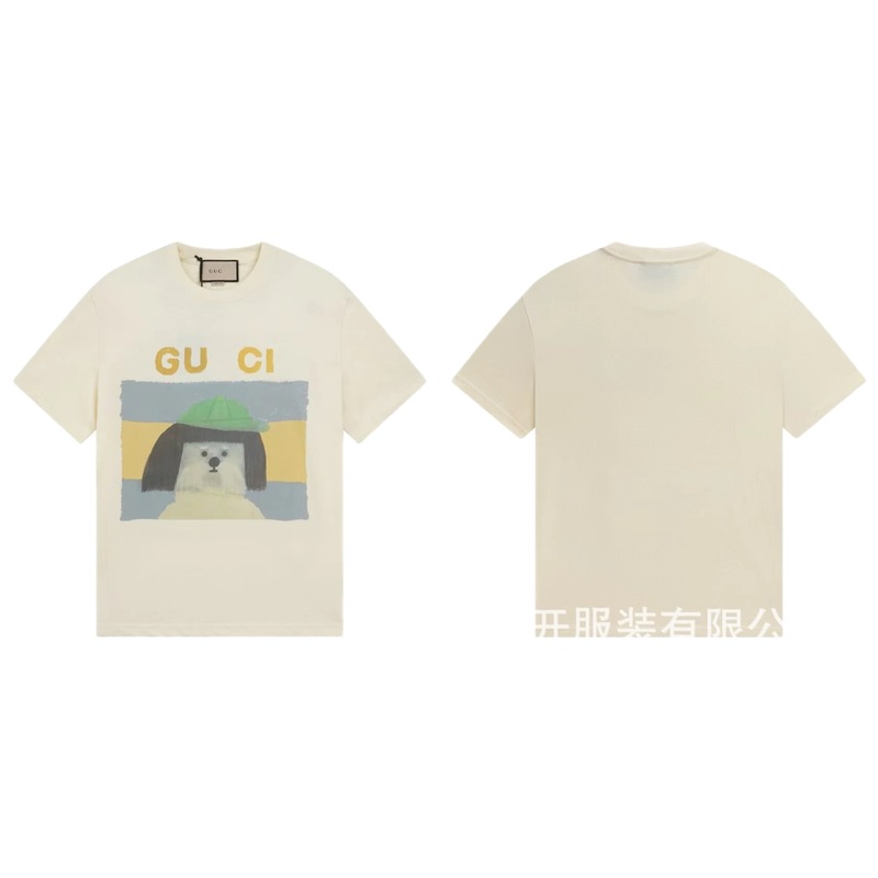 Gucci Puppy Print Casual Style Off-white T-shirt