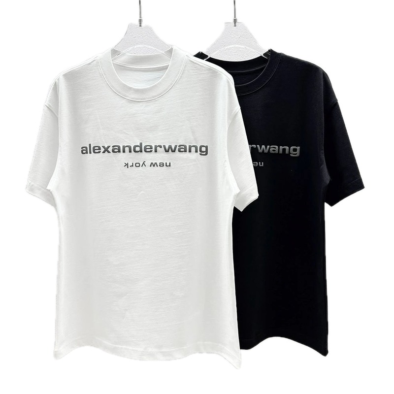 Alexander Wang Letter Print Casual Black and White Short Sleeve T-Shirt