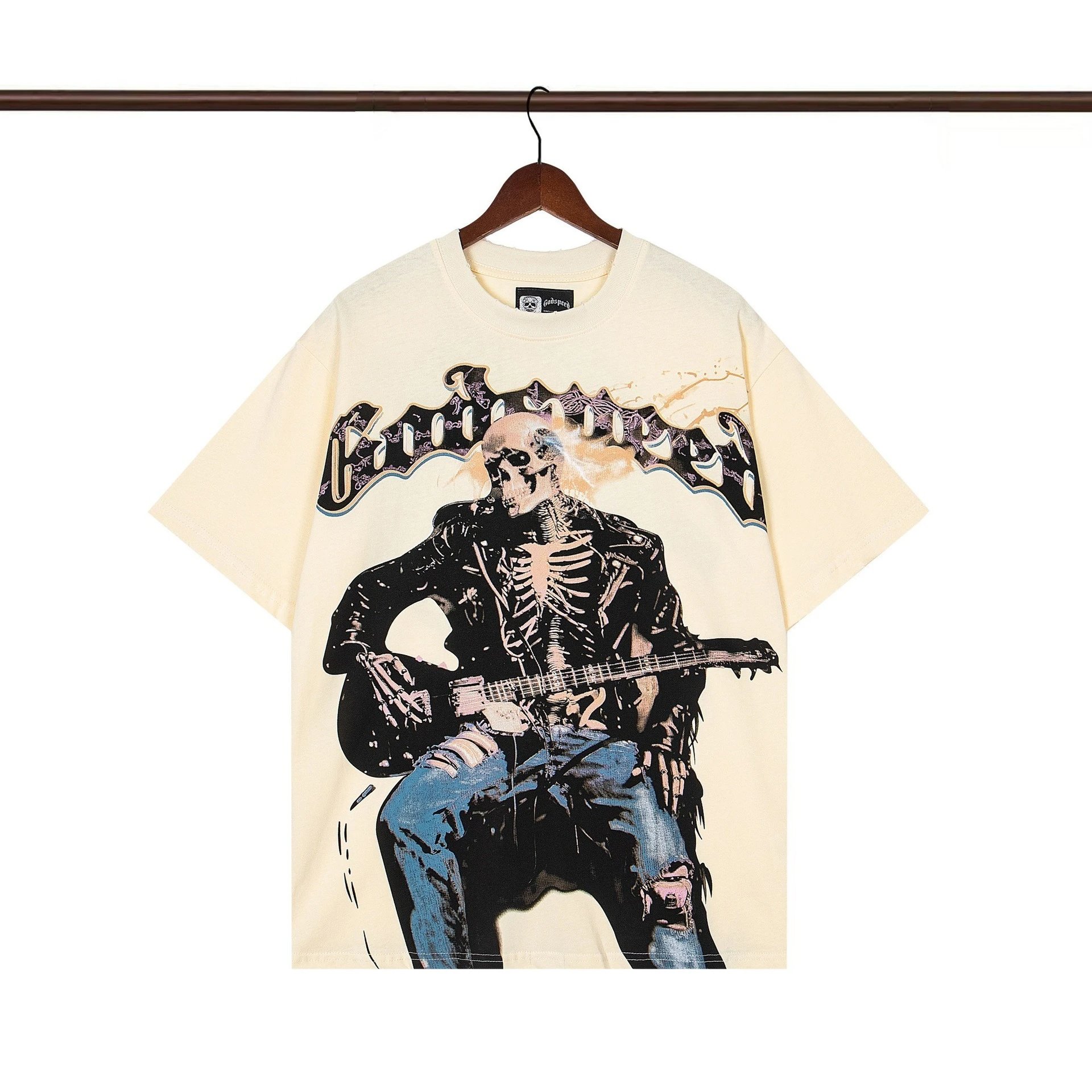 Godspeed Skull Print Rock Style Off-white T-shirt