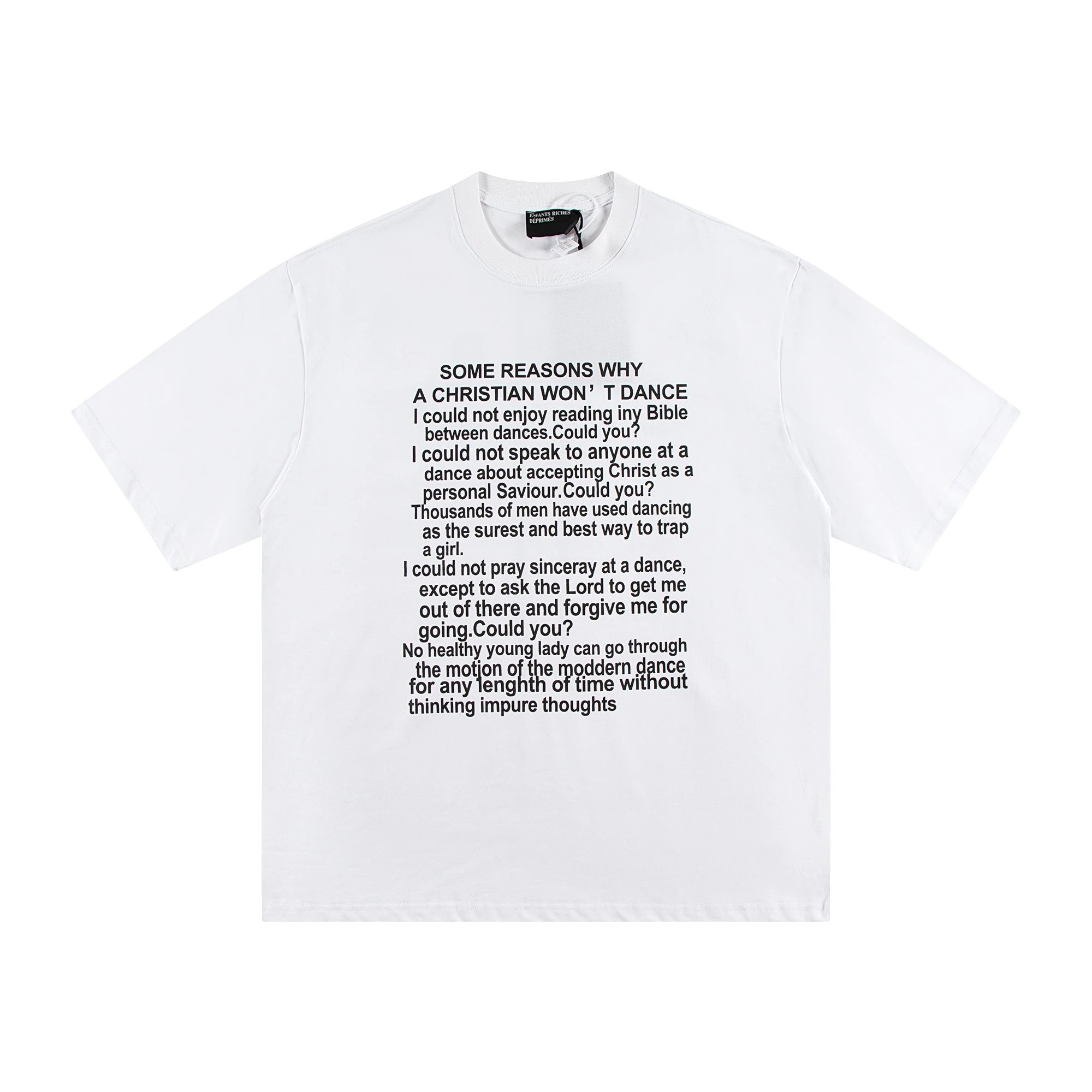 ERD Slogan Print Street Style White T-Shirt