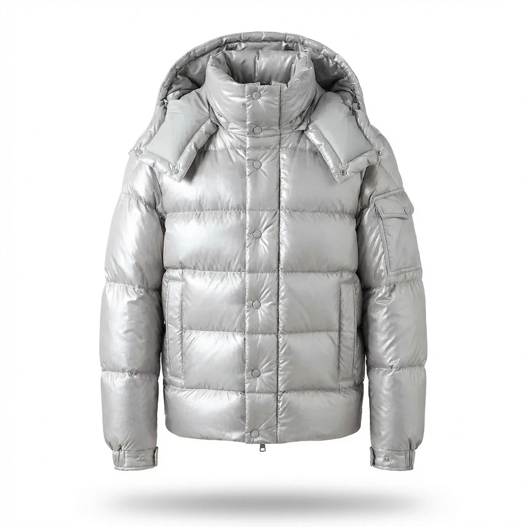 Moncler Silver Shiny Trendy and Cool Down Jacket