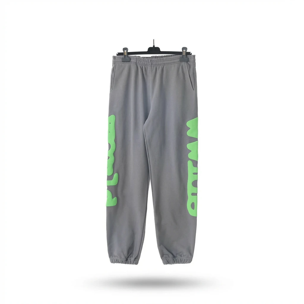 Sp5der Fluorescent Letter Trendy Grey Sweatpants