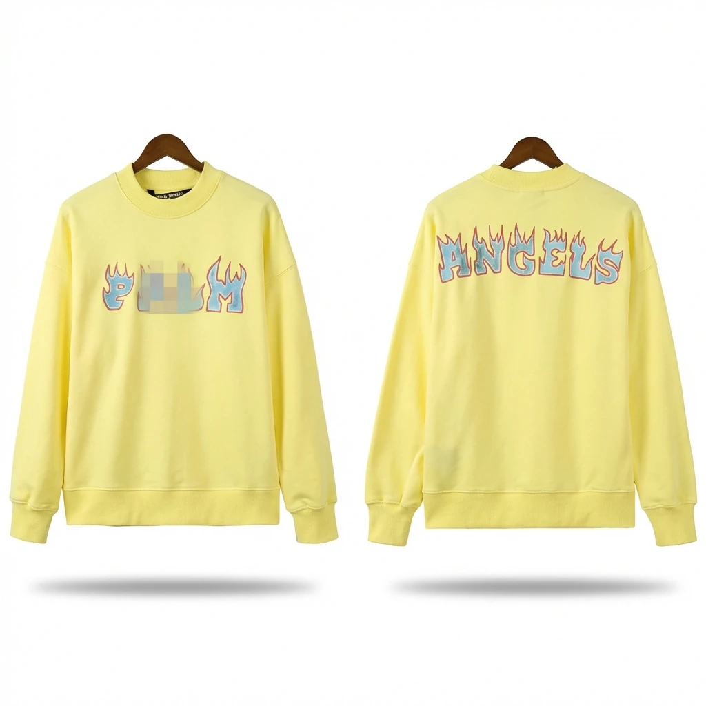 Palm Angels Flame Trendy Brand Yellow Sweatshirt