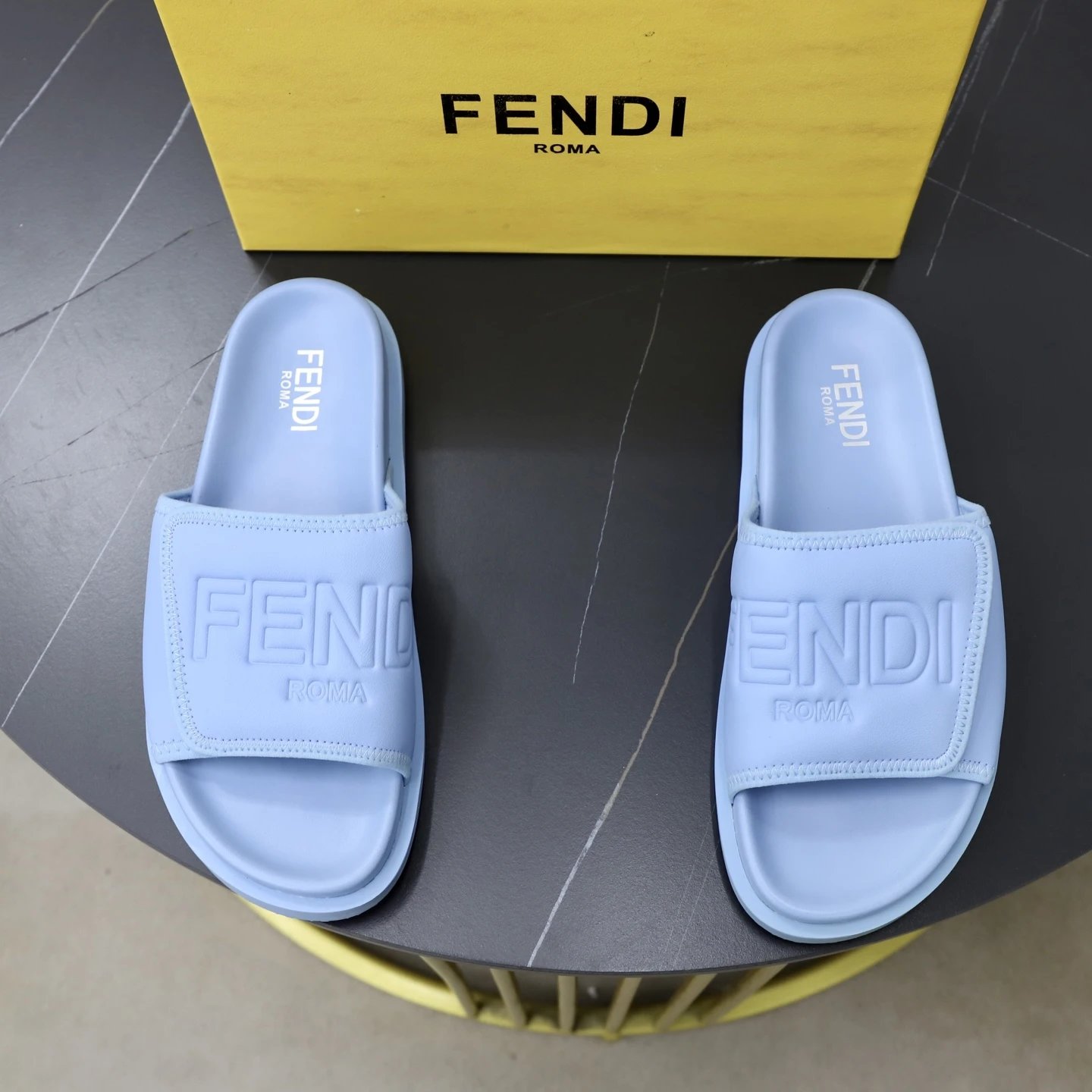 Fendi Roma Minimalist Style Light Blue Slides