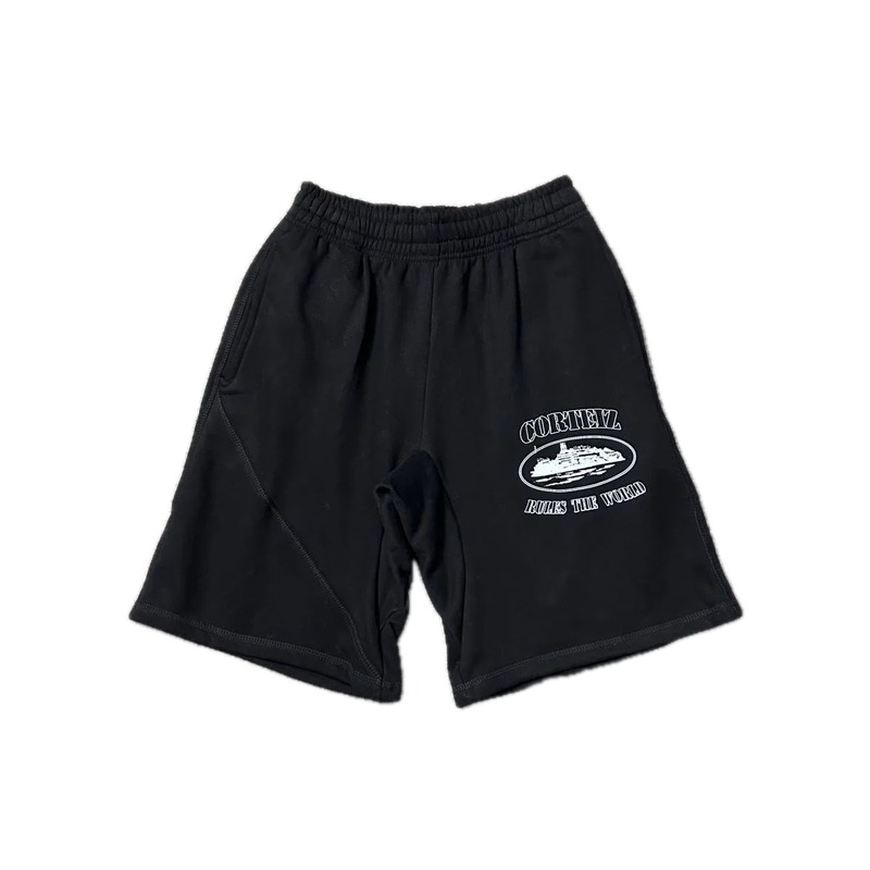 Corteiz retro-style black shorts