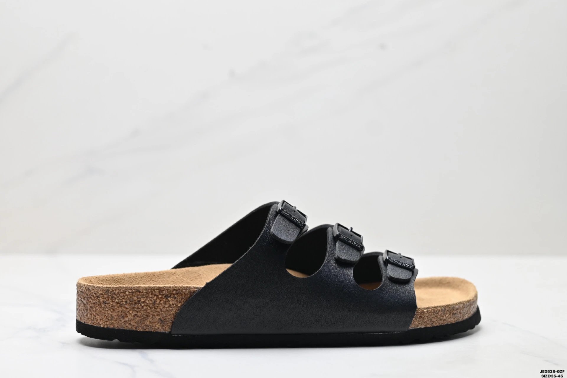 BIRKENSTOCK Casual Three-Buckle Black Slides