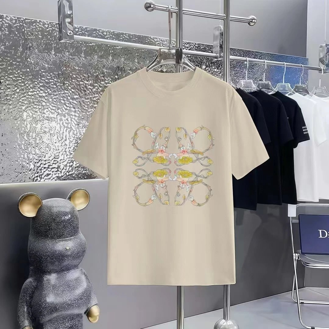 LOEWE Floral Print Casual Off-white T-shirt