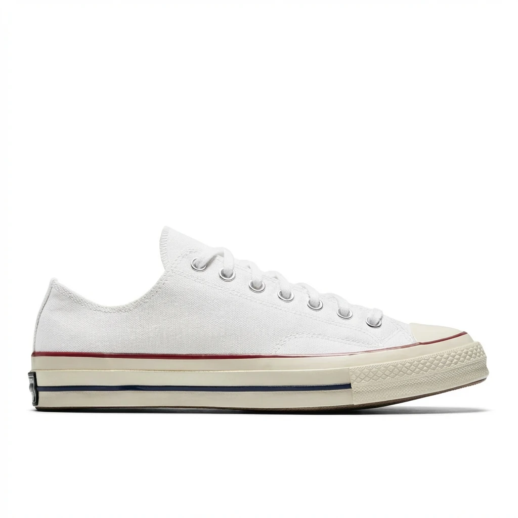 Classic white canvas shoes of Converse