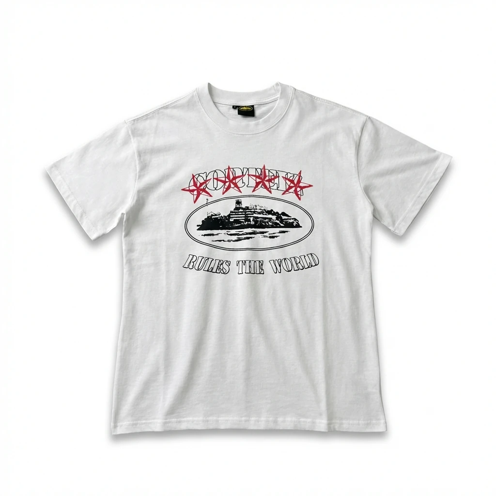 Corteiz trendy style white T-shirt