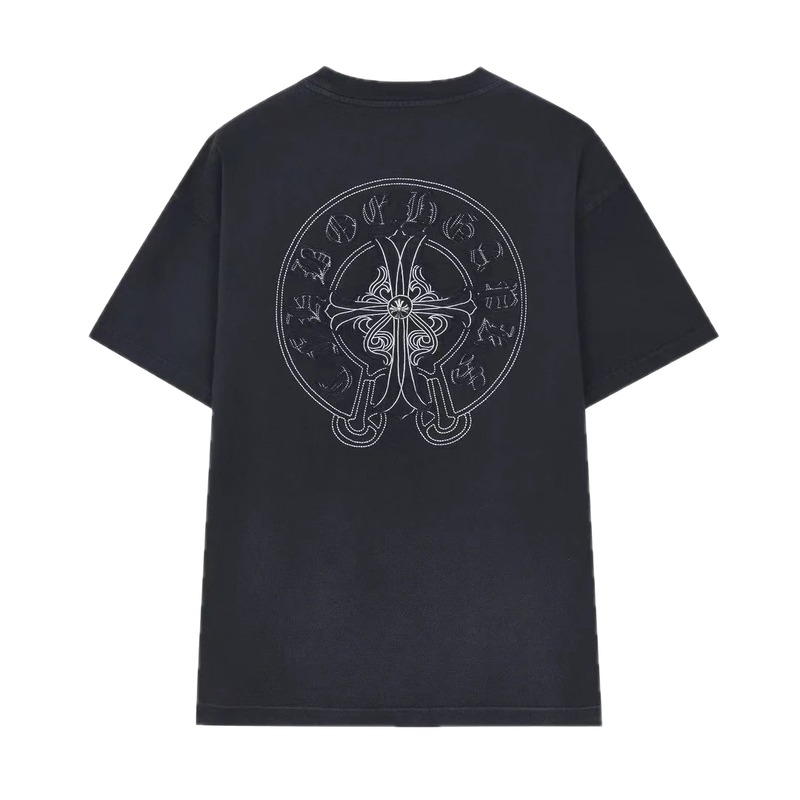 Chrome Hearts Cross Embroidered Street Style Black T-Shirt