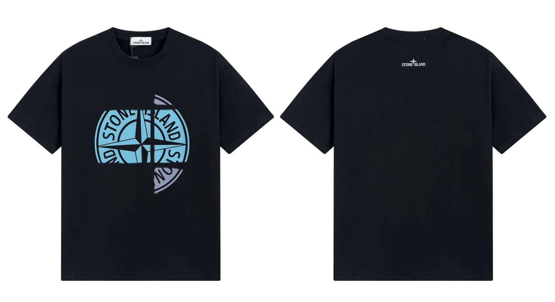 Stone Island Split Compass Street Style Black T-Shirt