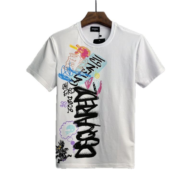 DSQ Graffiti Street Style White Short-sleeve T-shirt