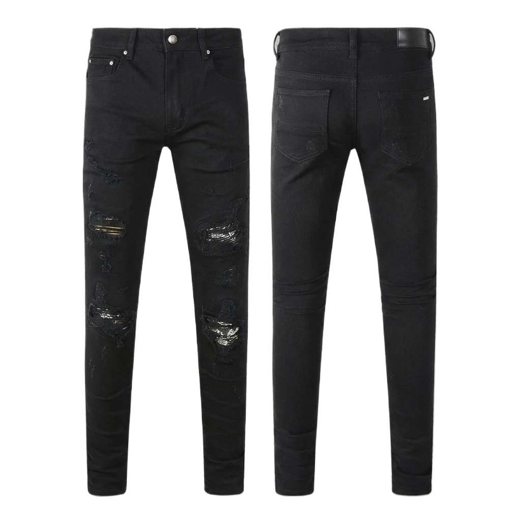 AMI Ripped Trendy Cool Black Jeans