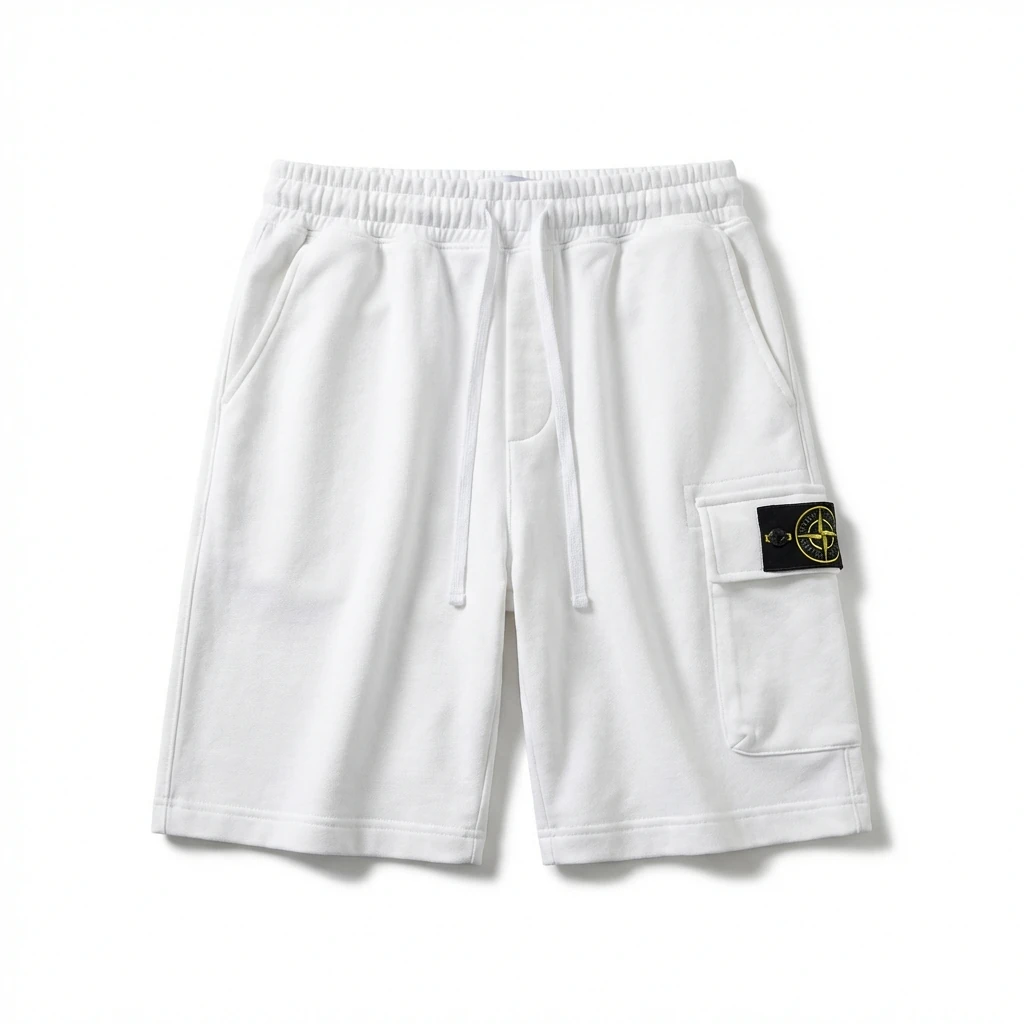 Stone Island functional style white shorts