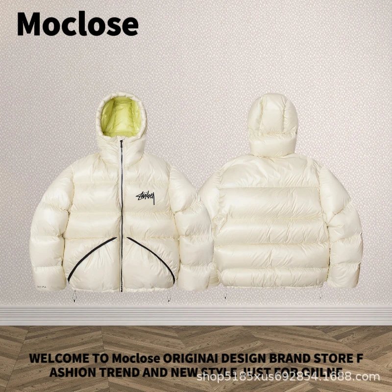 Moclose Travel Puffer jacket Black Glossy Hooded with Modern Look