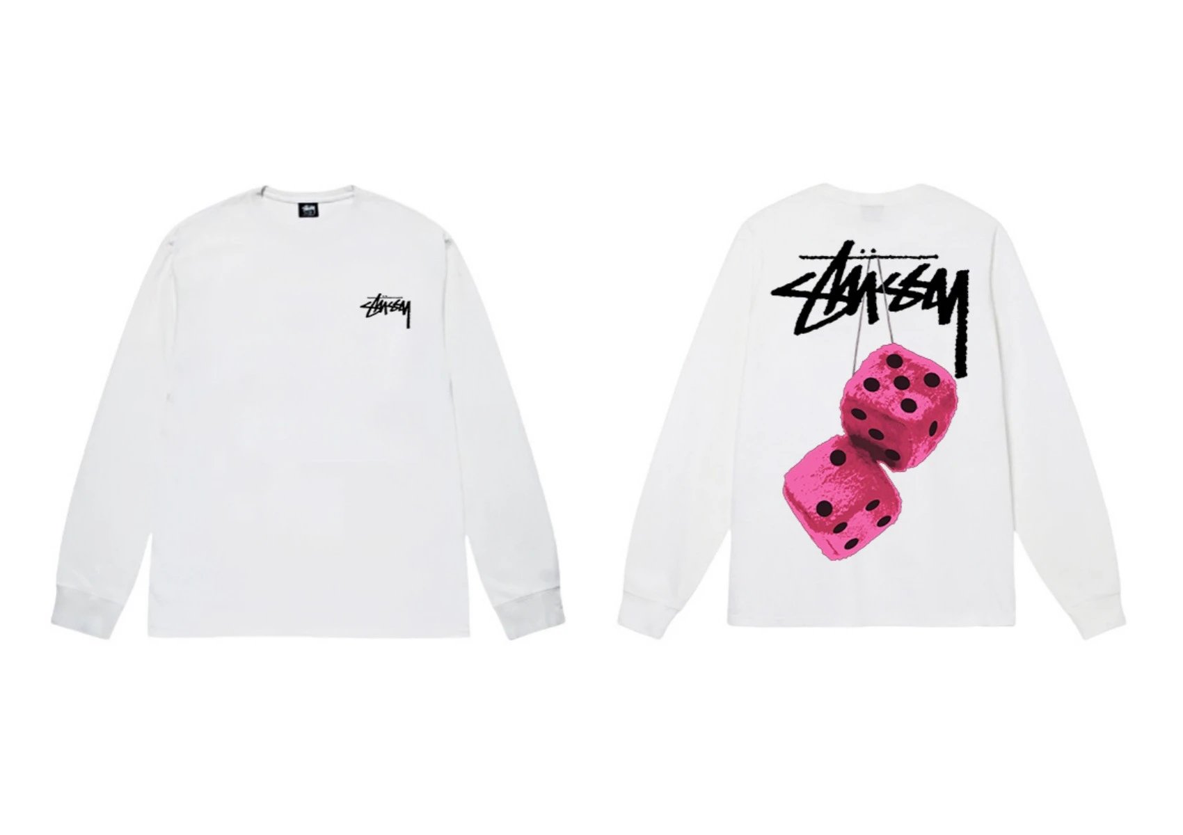 Stussy Dice Pattern White Long-sleeve Shirt