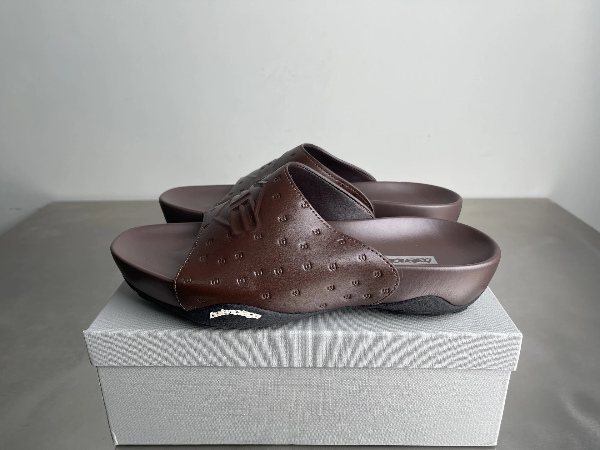Balenciaga Monogram Trendy Dark Brown Slides