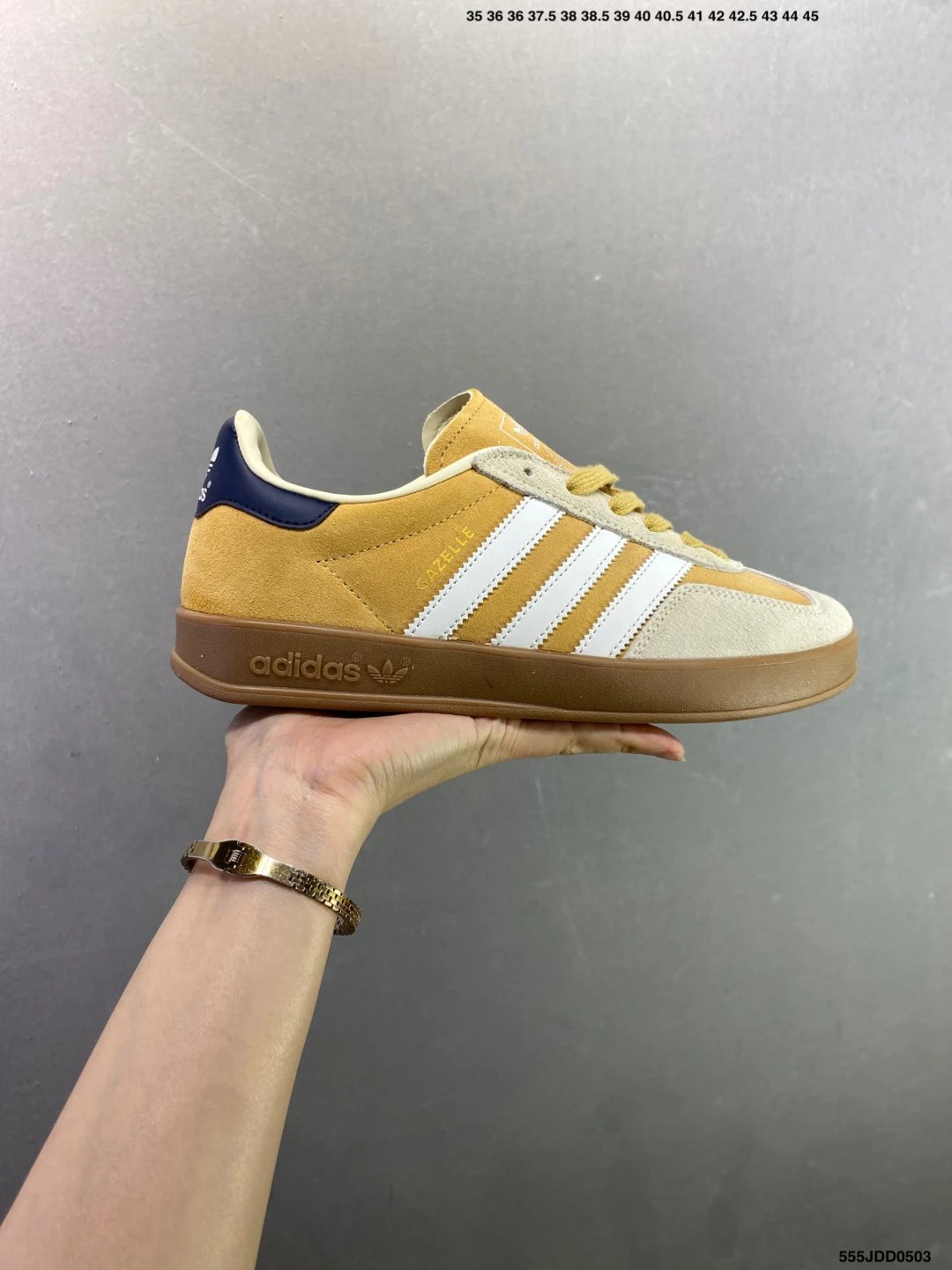 Adidas Mustard and White Low-Profile Sneakers Featuring Low Gum Sole