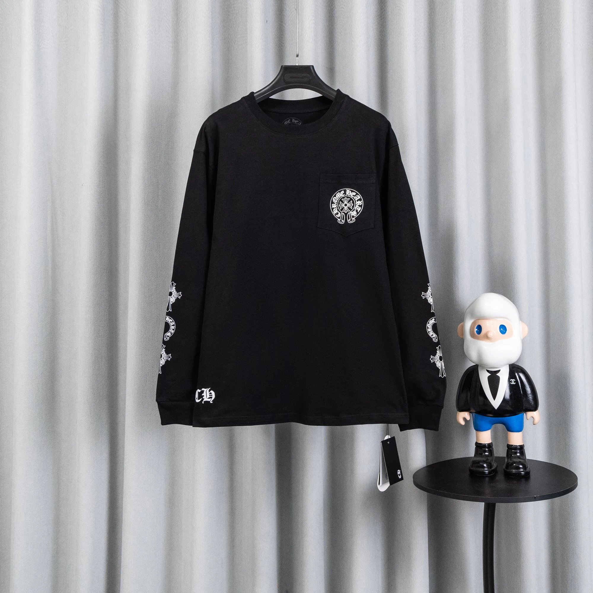 Chrome Hearts Black Long Sleeve Sweatshirt with Long Sleeve Sweatshirt for Cold Weather