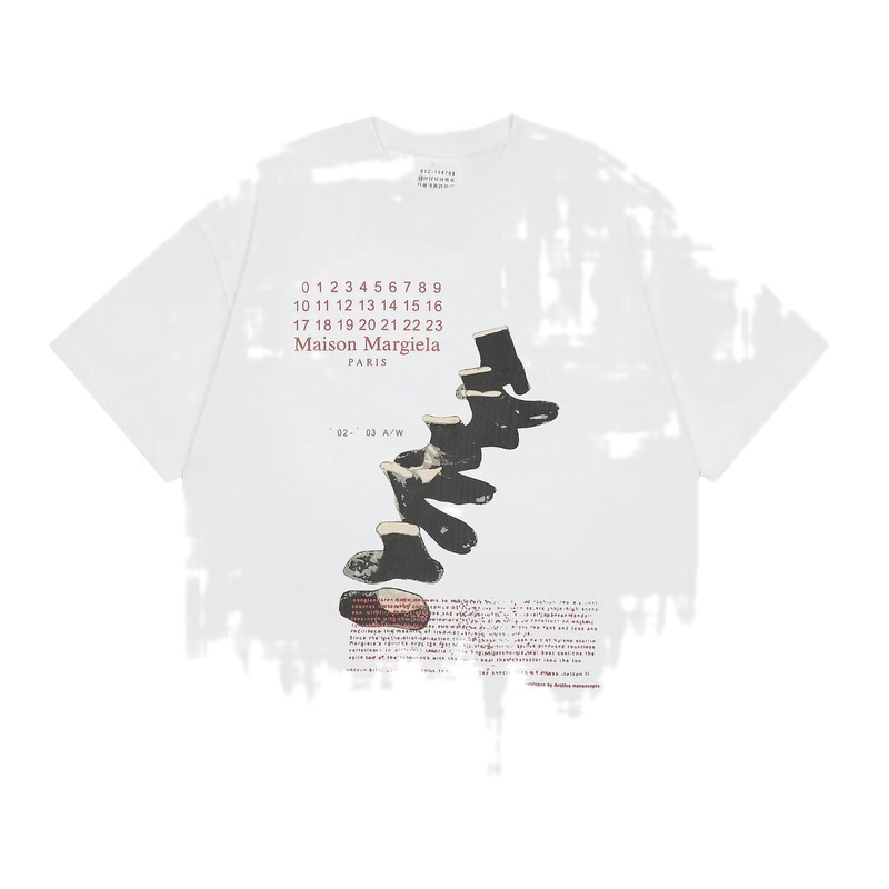 Maison Margiela Printed Vintage Style White T-Shirt