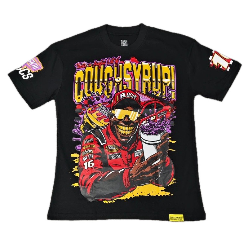 ALOCS Racing Graffiti Street Style Black T-Shirt