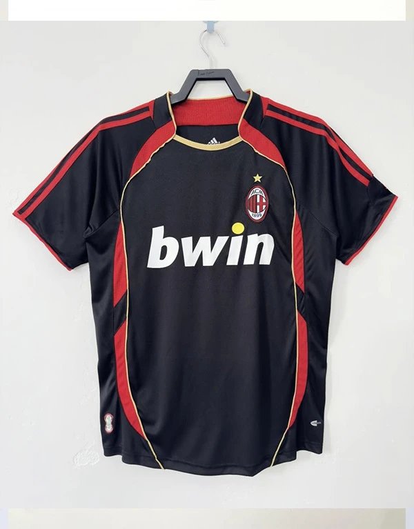 AC Milan Relaxed Retro soccer jersey Red Black Striped with Designer-Inspired Detail