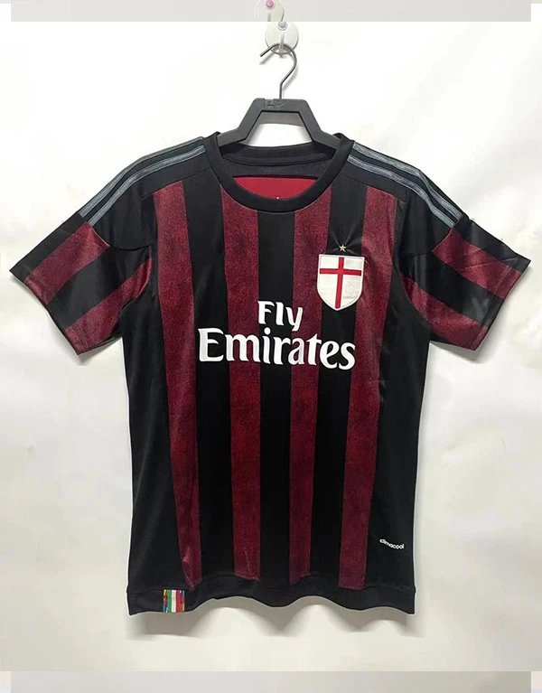 AC Milan Daily Retro soccer jersey Red Black Striped with Visual Detail