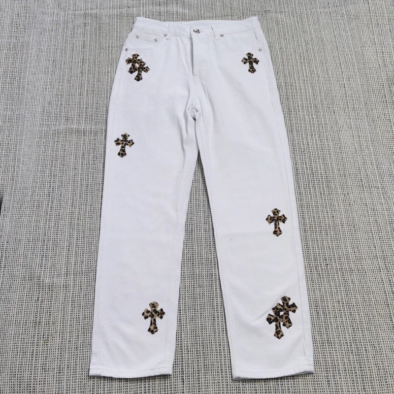 Chrome Hearts Classic Cross patch jeans White Jeans Black for Daily Styling