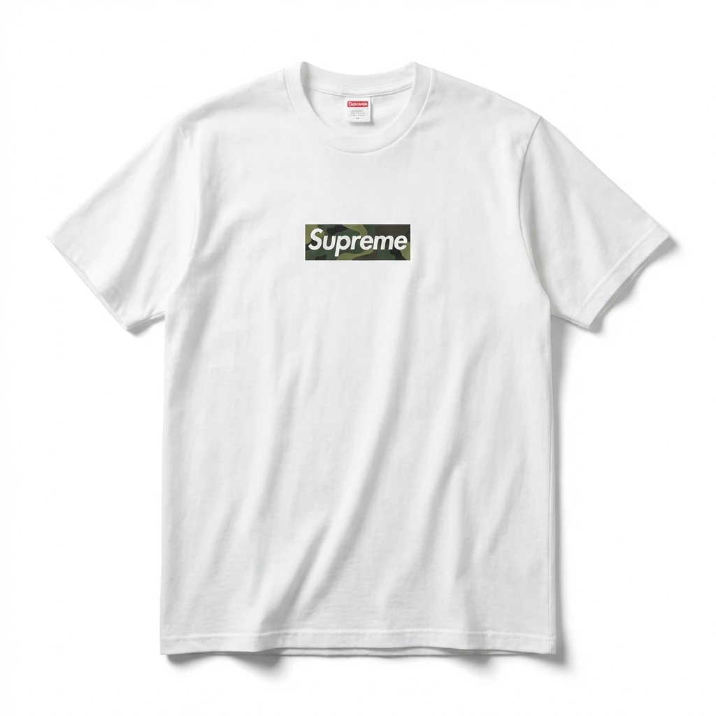 Supreme Camouflage Simple White T-shirt