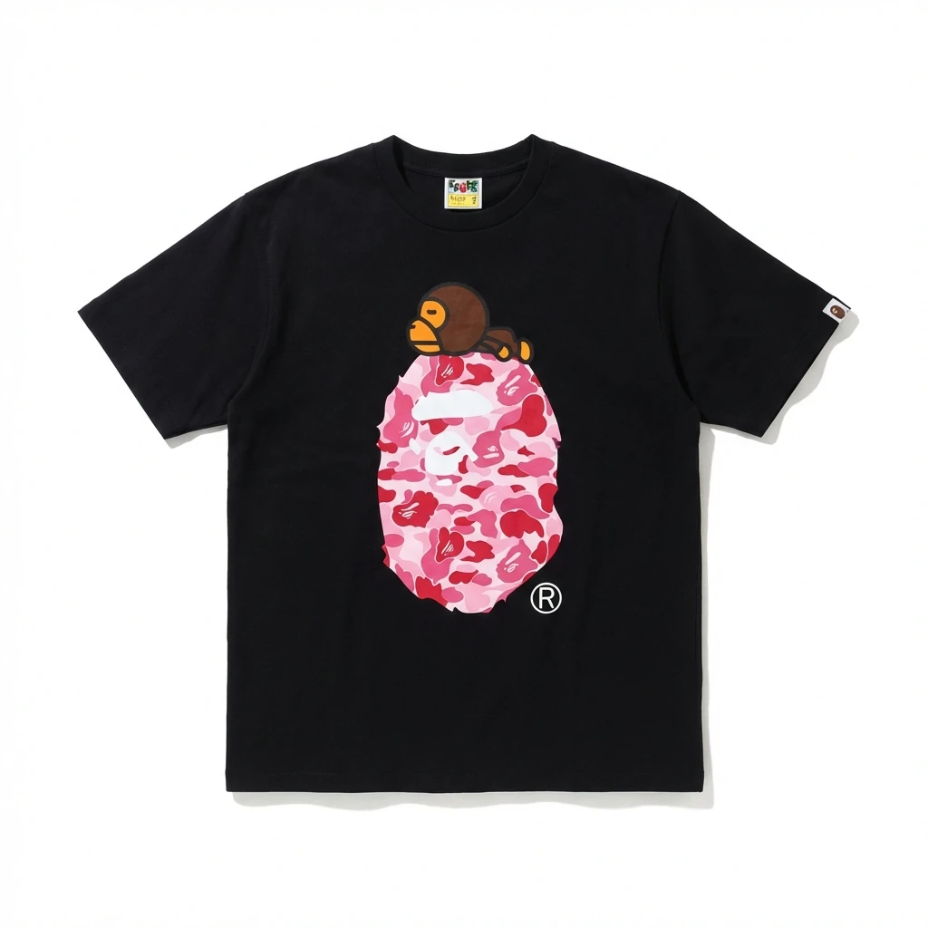 Bape camouflage style black T-shirt