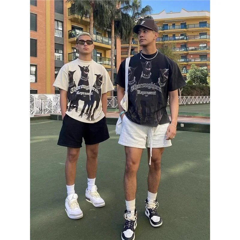 Represent Doberman Print Vintage Black Short-sleeve T-shirt