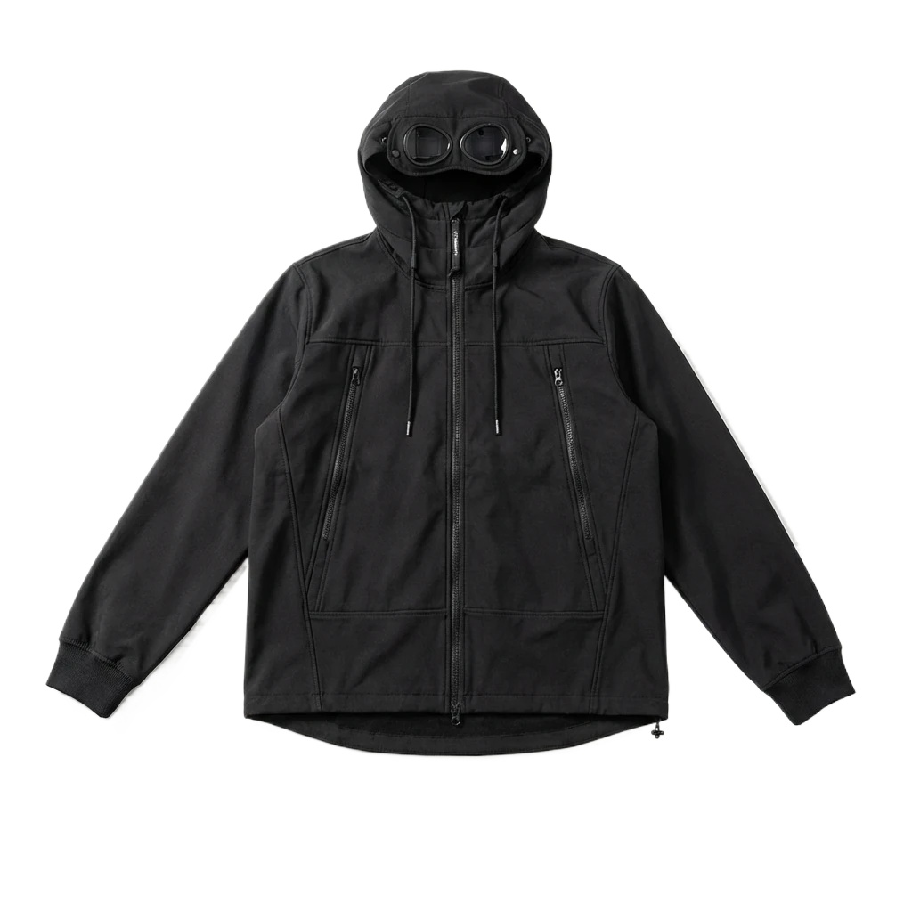 C.P. hooded simple style black coat