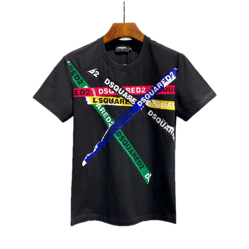 DSQ2 Cross Print Street Style Black T-Shirt