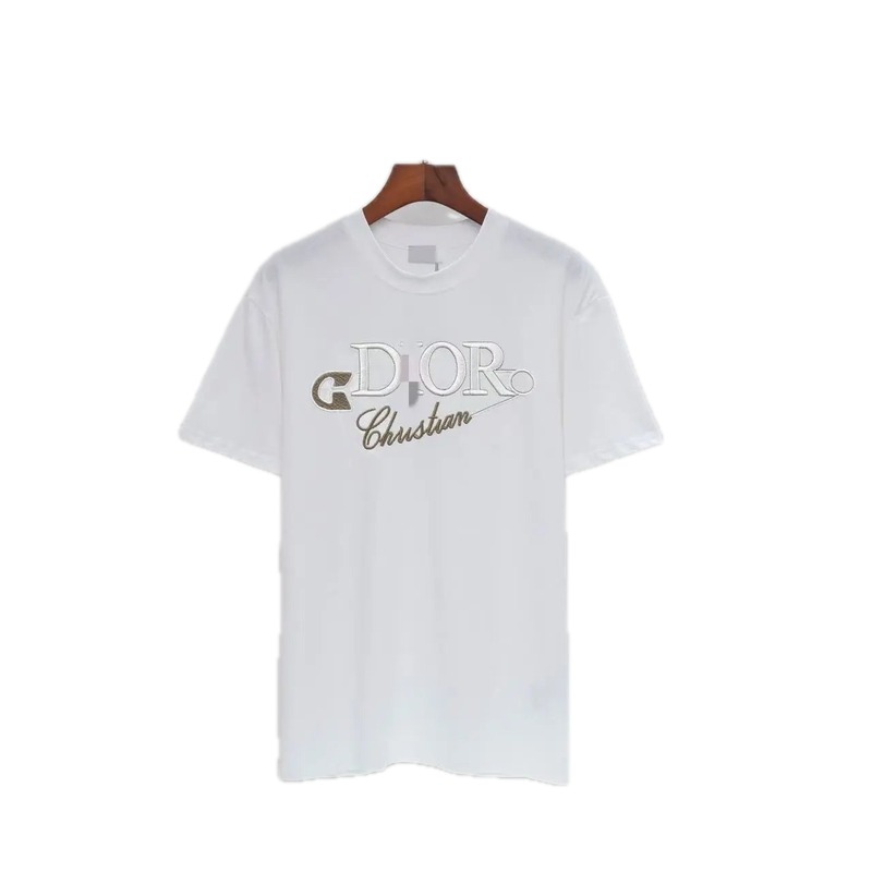 Dior Embroidered Light Luxury Style White Short-sleeve T-shirt