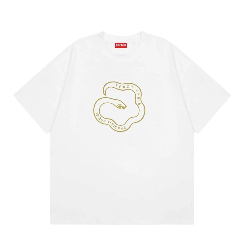 KENZO Spirit Snake Print Casual Style White T-Shirt