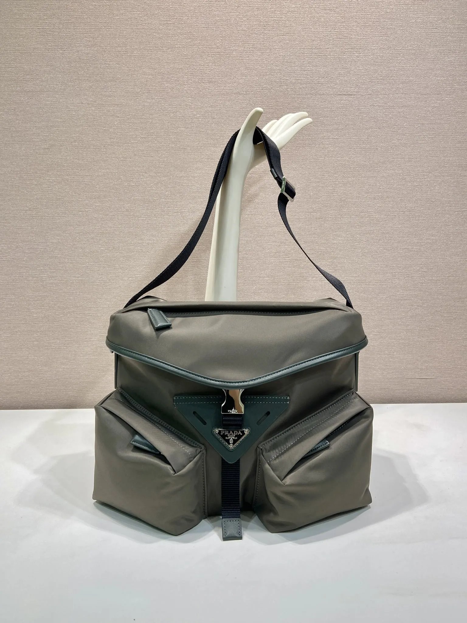 Gray Geometric Shoulder Bag Prada Shoulder Bag for Daily Rotation