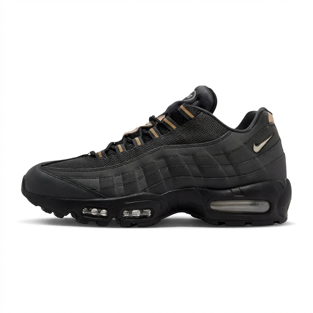 Nike retro-style black sports shoes
