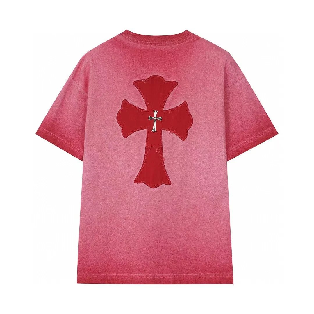 Chrome Hearts Cross Patch Street Style Pink T-Shirt