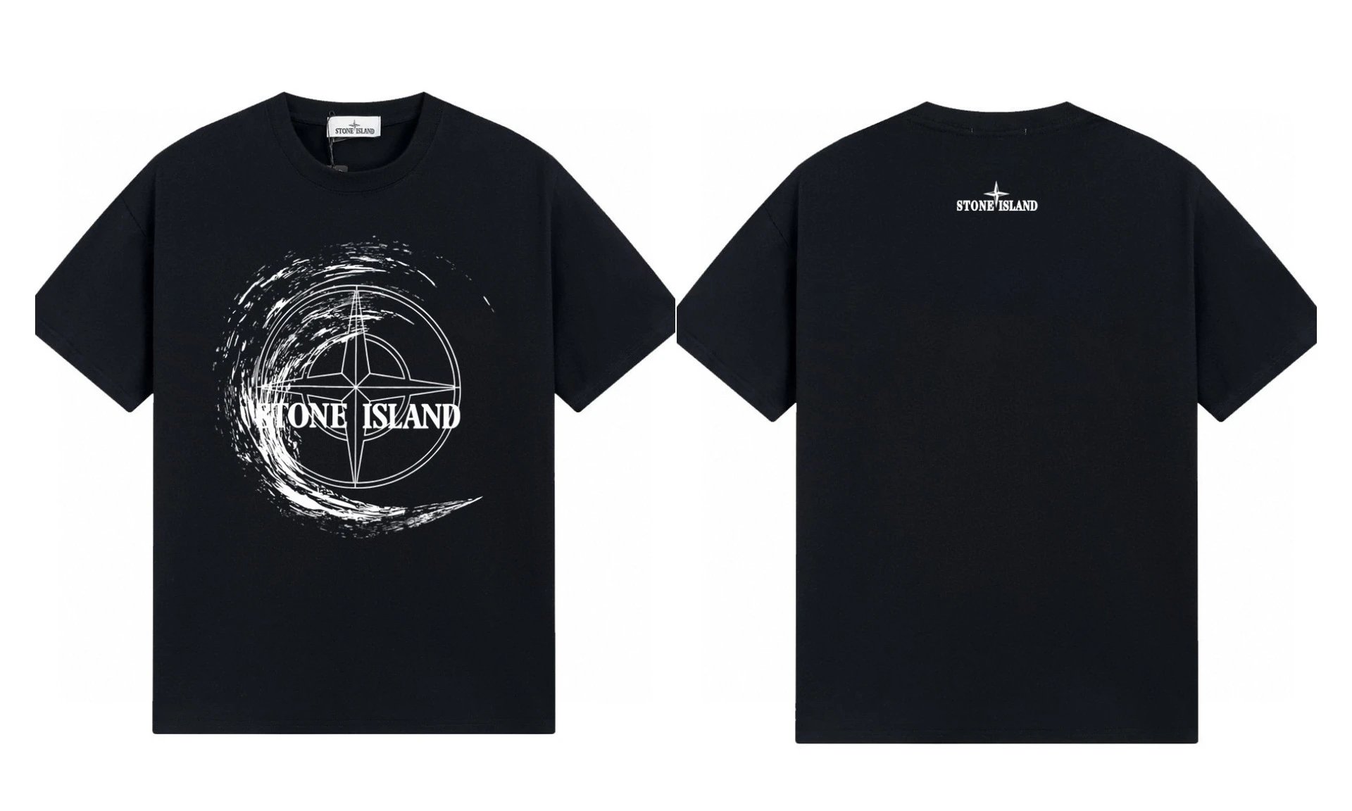 Stone Island Compass Print Street Style Black T-Shirt