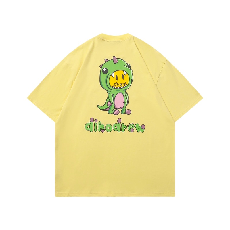 DREW Dinosaur Print Street Style Yellow Short-sleeve T-shirt