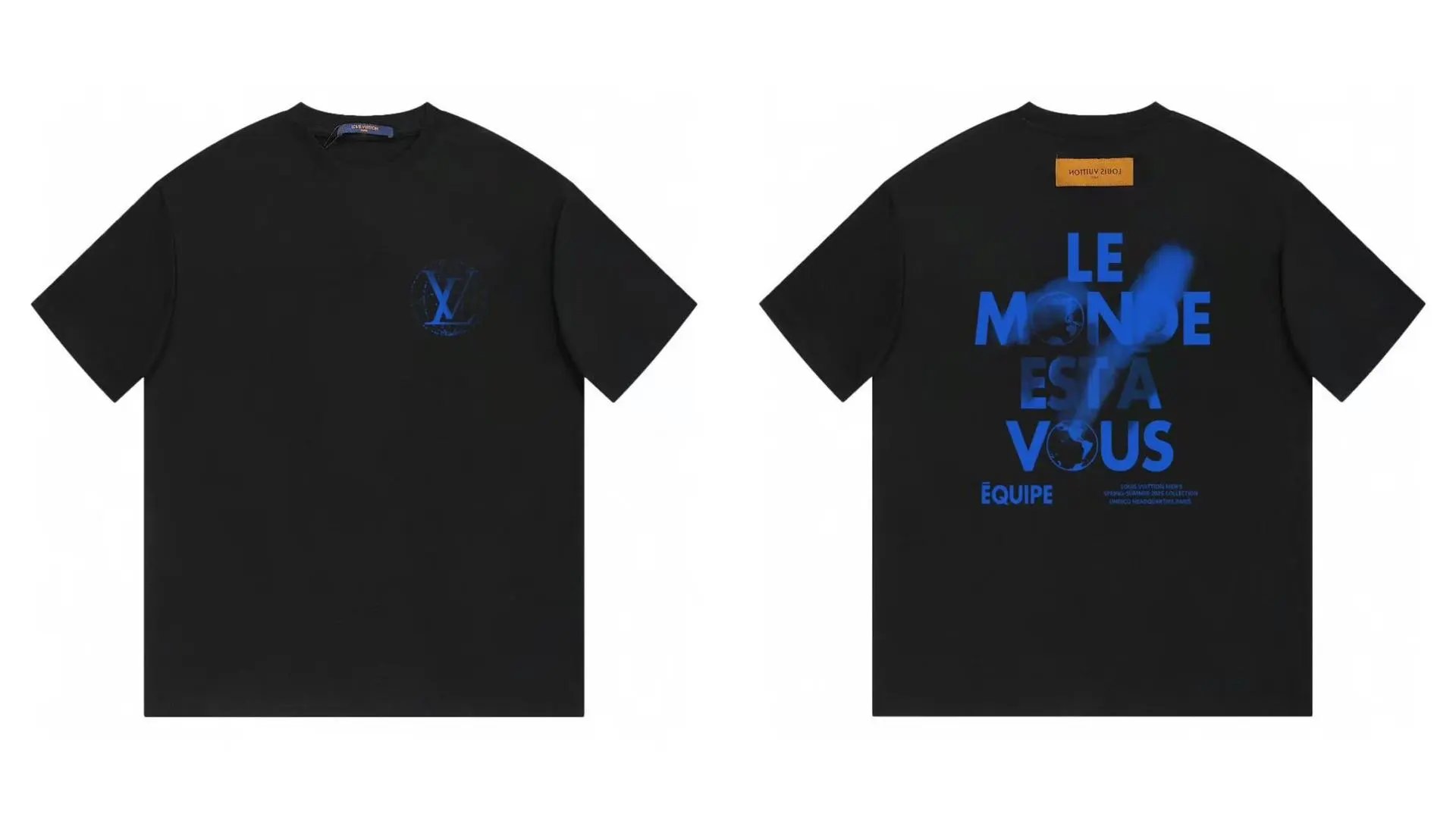 Louis Vuitton Letter Print Trendy Black Short-sleeve T-shirt