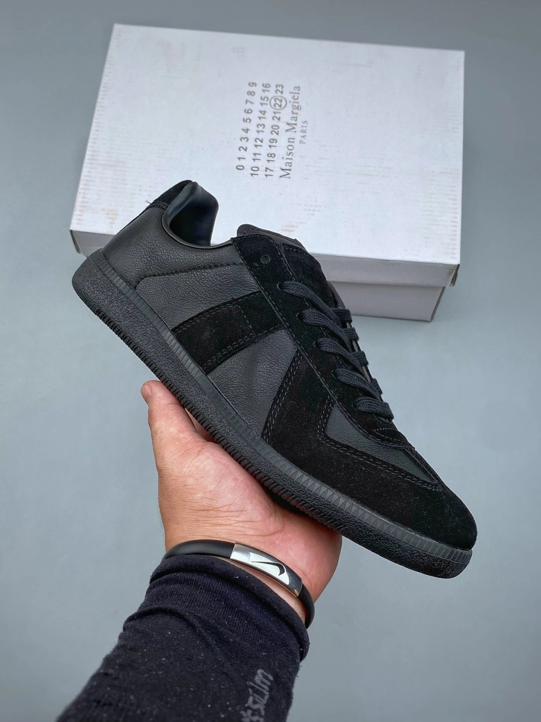 Maison Margiela Replica-Style Sneakers in Black with Contrast Toe Panel