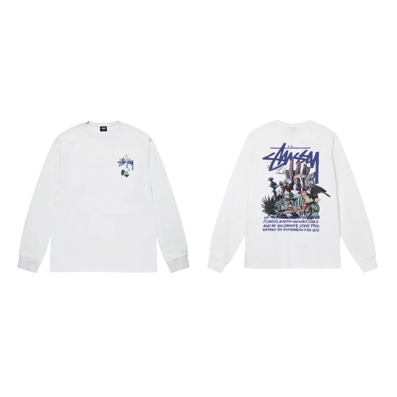 Stussy printed trendy white long-sleeve