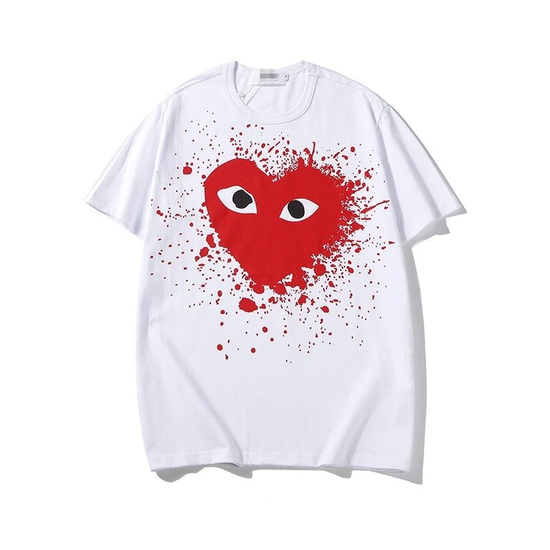 Comme des Garcons PLAY 2023-15 White Style 2315 Heart Logo T-Shirt Easy Pairing