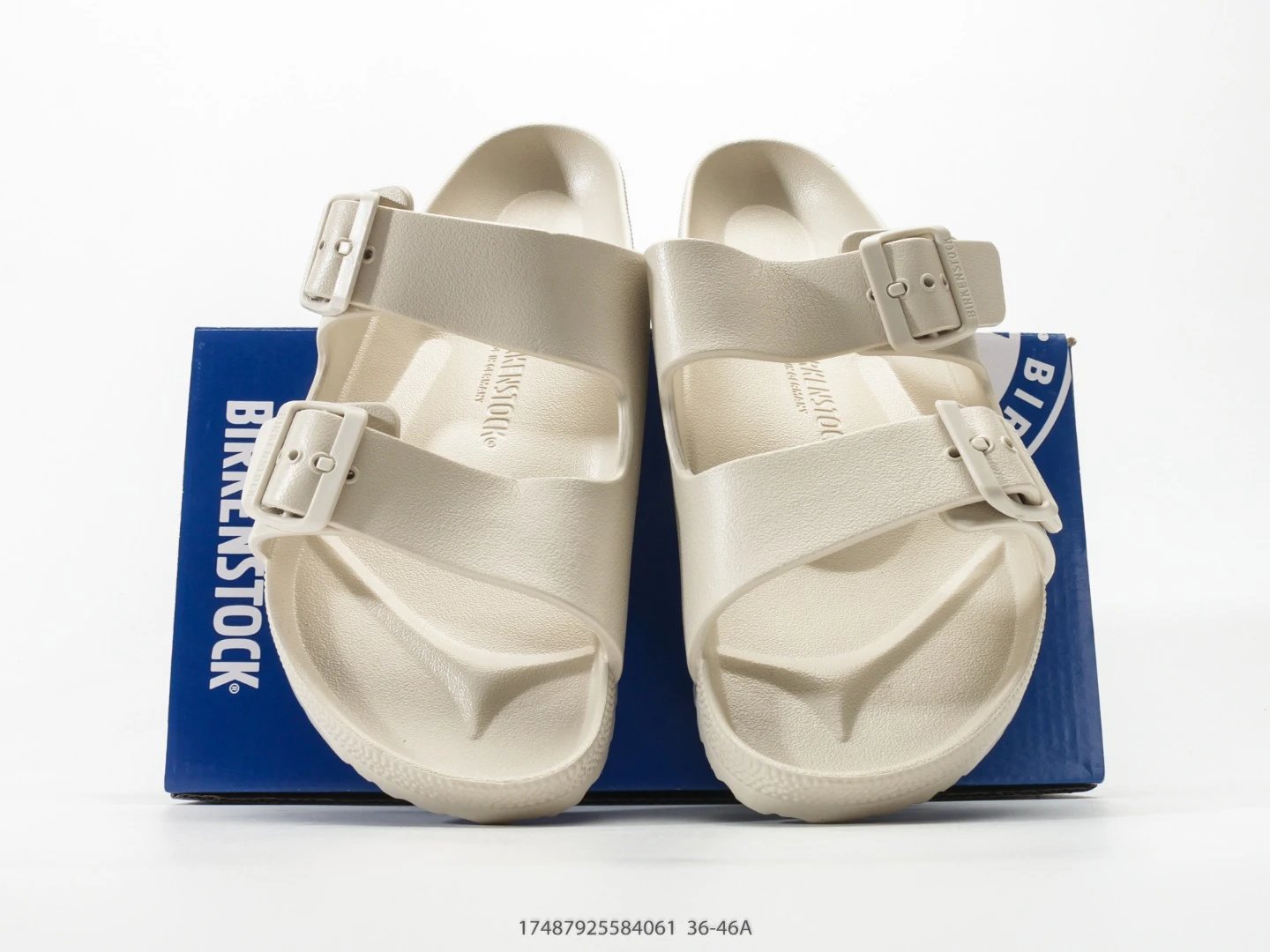 BIRKENSTOCK Casual Style Off-White Two-Strap Slide Sandals