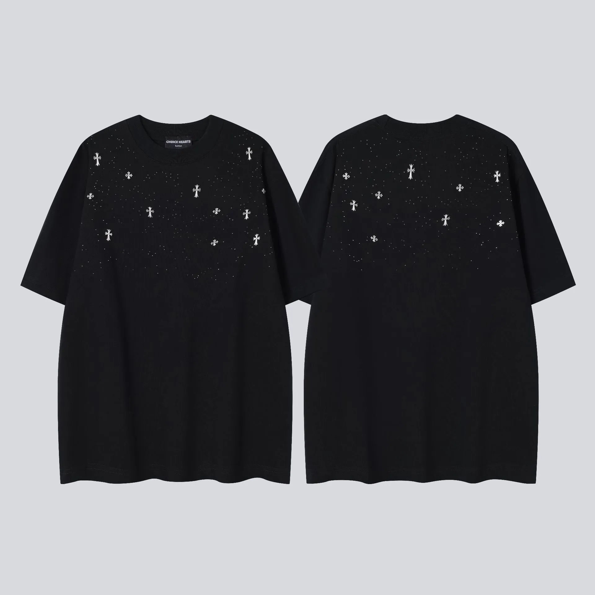Chrome Hearts Cross Embroidered Street Style Black Short-sleeve T-shirt